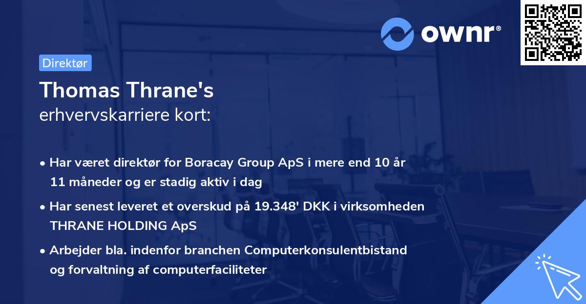 Thomas Thrane's erhvervskarriere kort