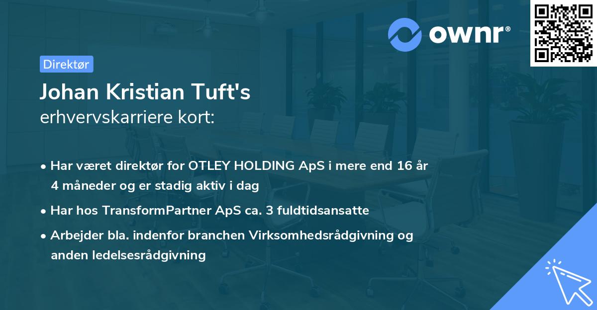 Johan Kristian Tuft's erhvervskarriere kort