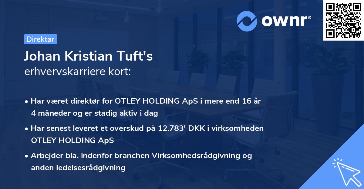 Johan Kristian Tuft's erhvervskarriere kort