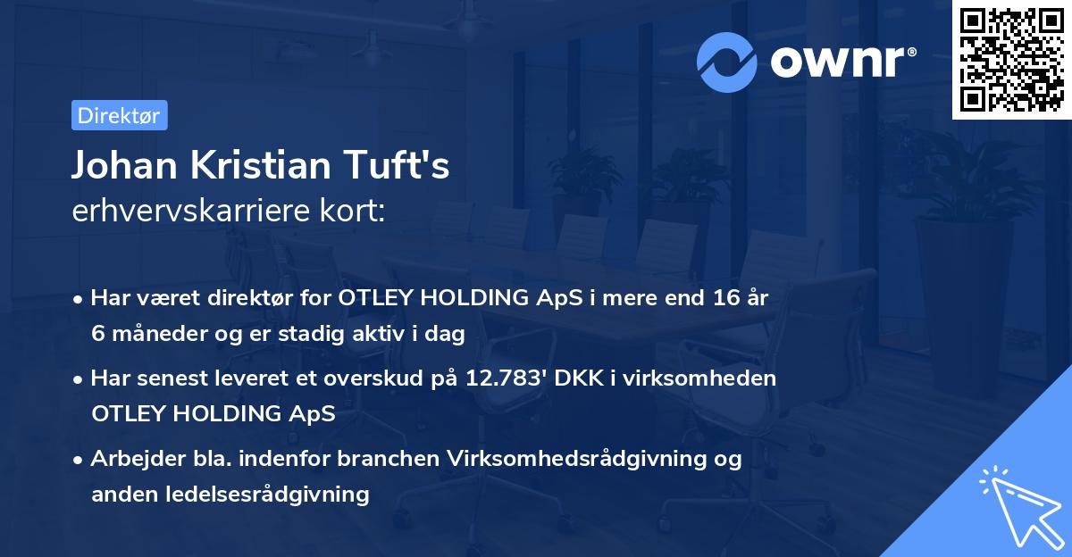 Johan Kristian Tuft's erhvervskarriere kort