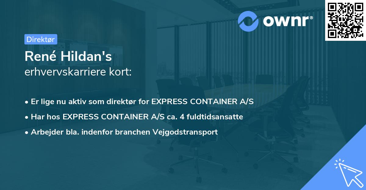 René Hildan's erhvervskarriere kort