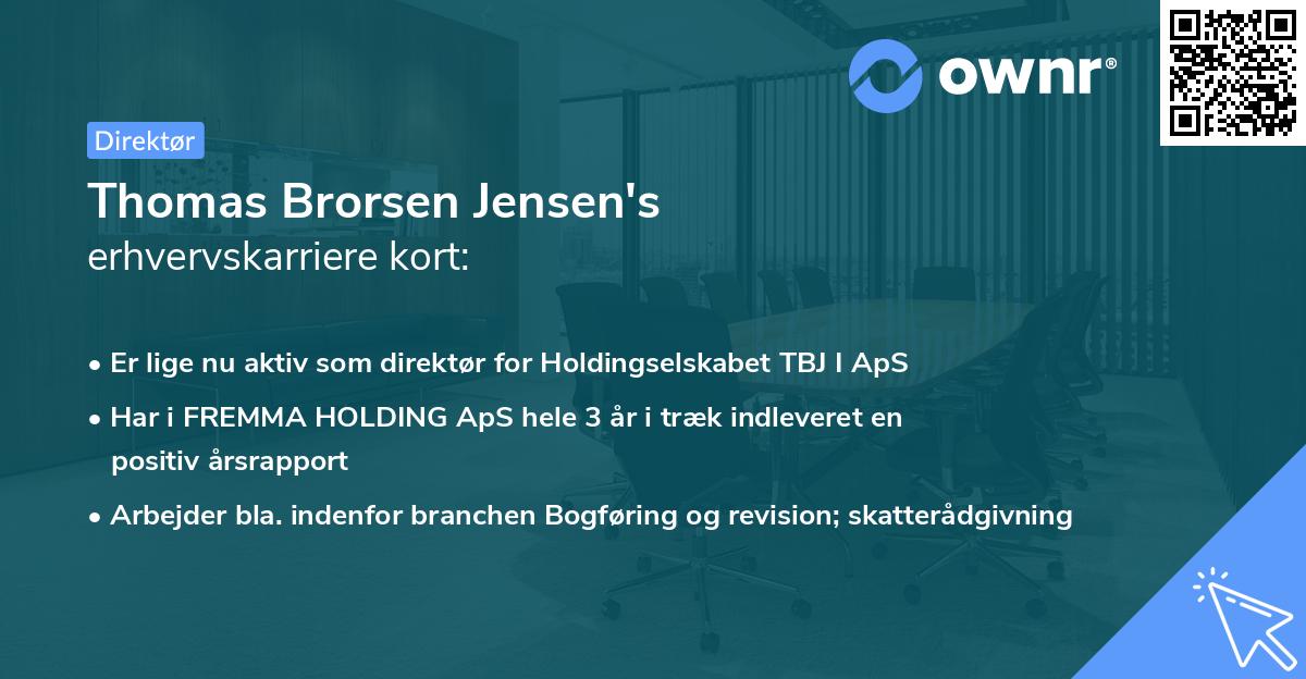 Thomas Brorsen Jensen's erhvervskarriere kort