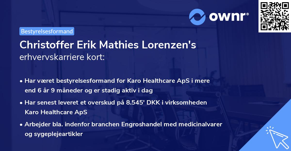 Christoffer Erik Mathies Lorenzen's erhvervskarriere kort