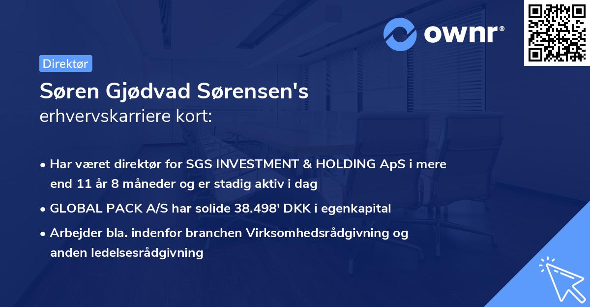Søren Gjødvad Sørensen's erhvervskarriere kort