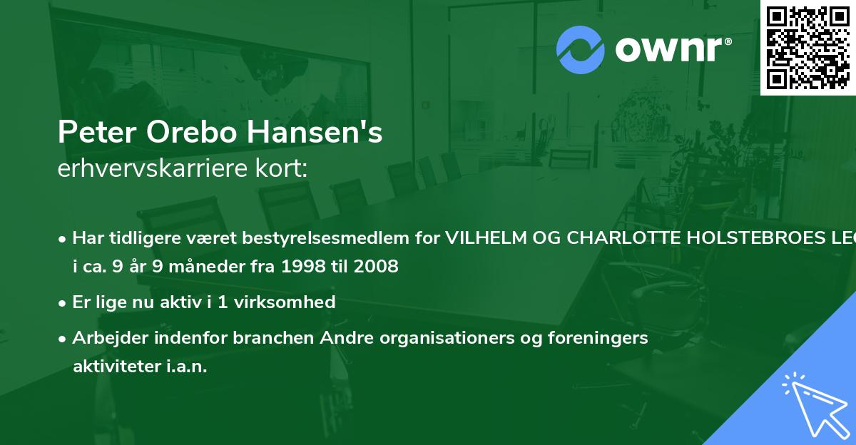 Peter Orebo Hansen's erhvervskarriere kort