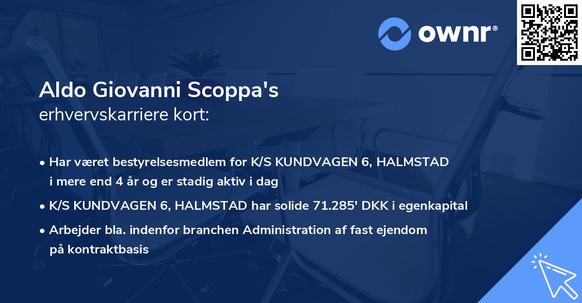 Aldo Giovanni Scoppa's erhvervskarriere kort