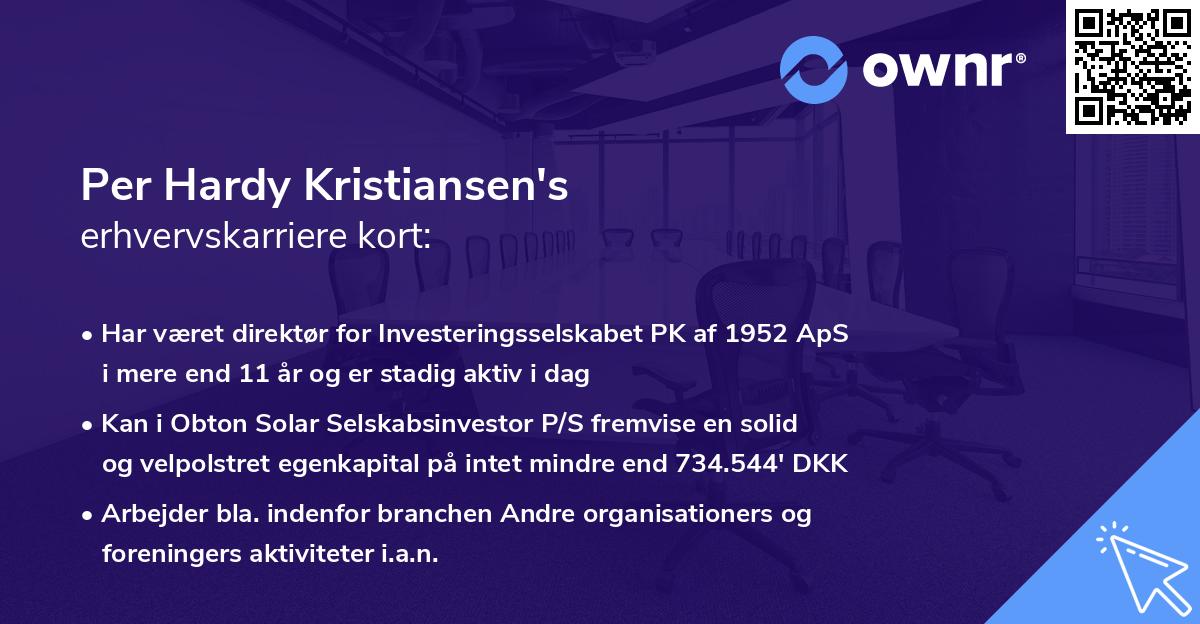 Per Hardy Kristiansen's erhvervskarriere kort