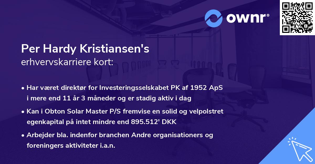 Per Hardy Kristiansen's erhvervskarriere kort