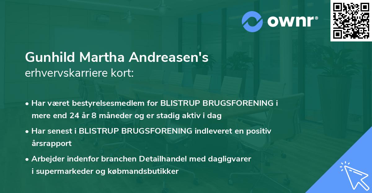 Gunhild Martha Andreasen's erhvervskarriere kort