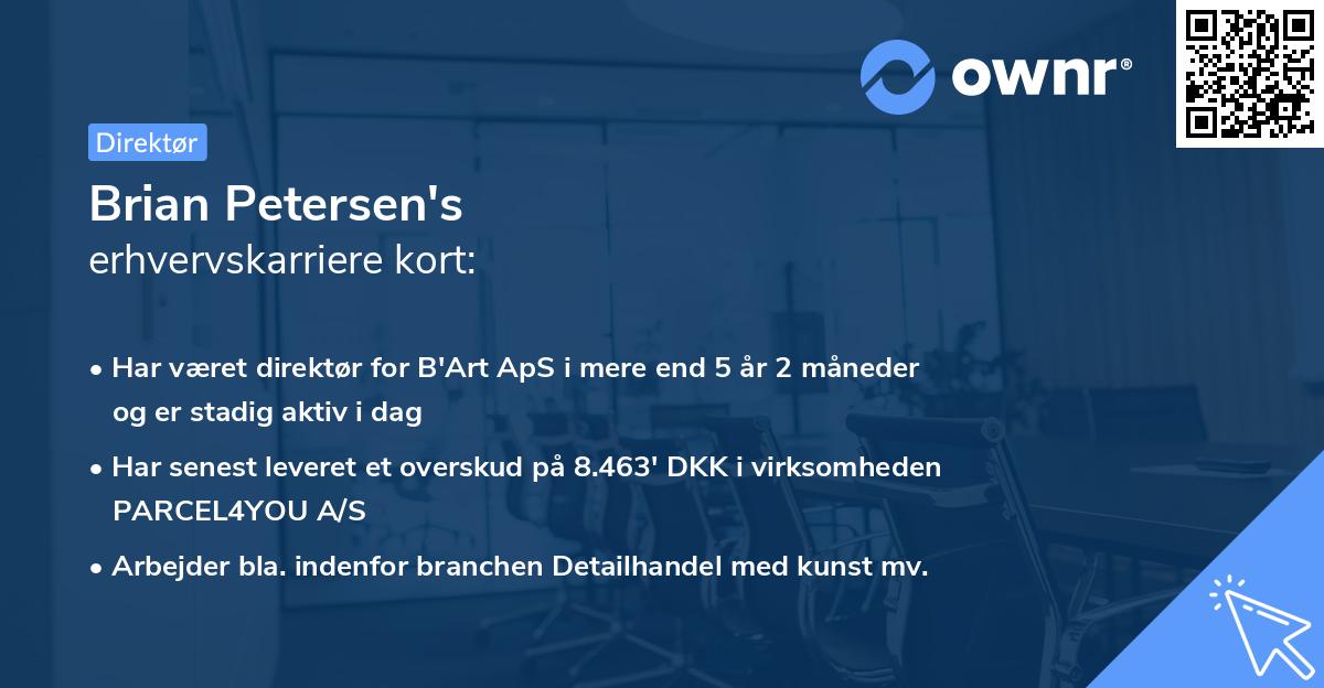 Brian Petersen's erhvervskarriere kort