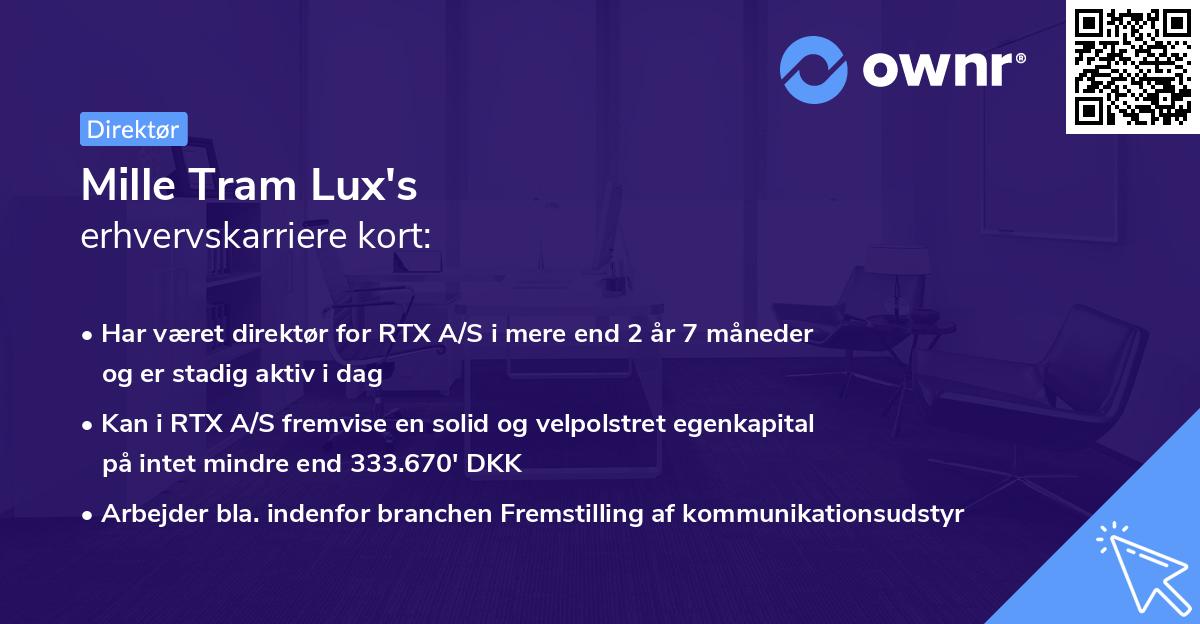 Mille Tram Lux's erhvervskarriere kort