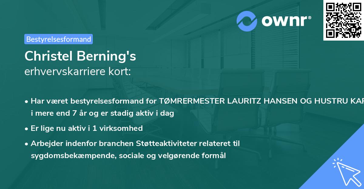 Christel Berning's erhvervskarriere kort