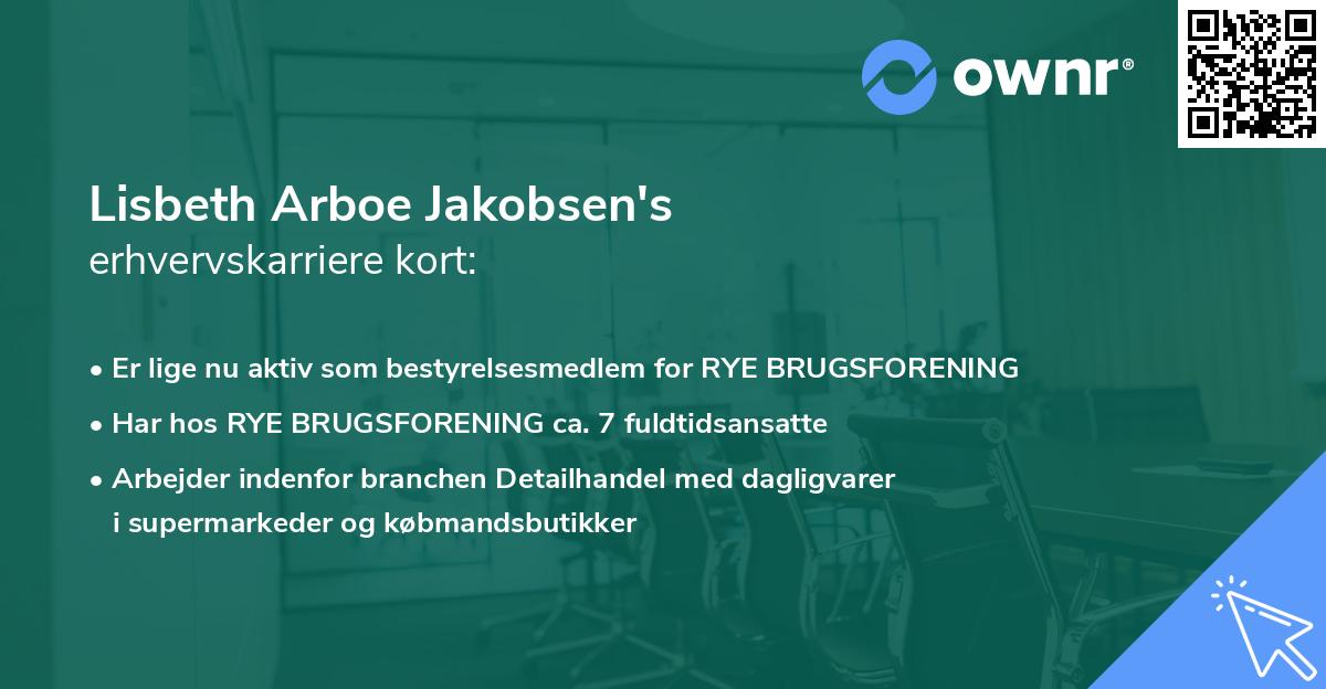 Lisbeth Arboe Jakobsen's erhvervskarriere kort