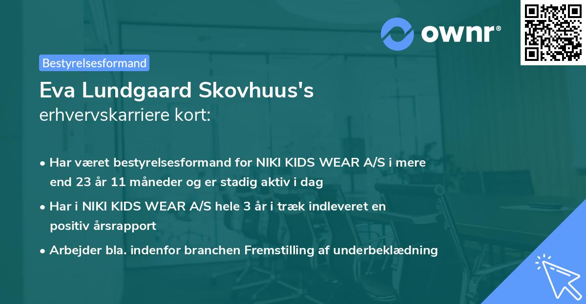 Eva Lundgaard Skovhuus's erhvervskarriere kort