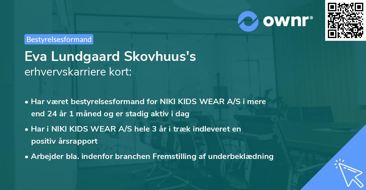 Eva Lundgaard Skovhuus's erhvervskarriere kort