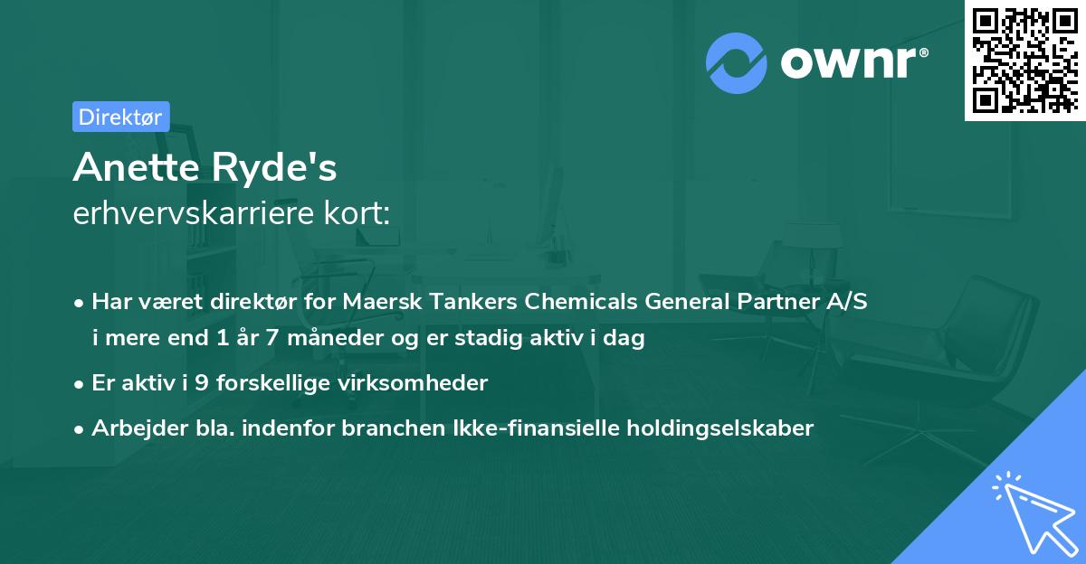 Anette Ryde's erhvervskarriere kort