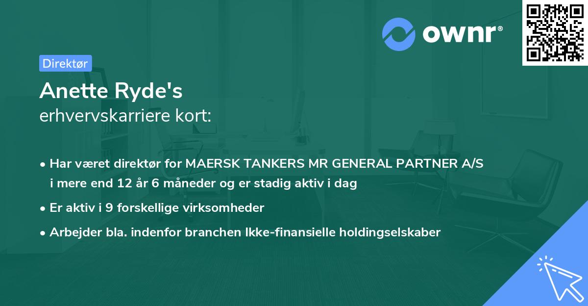 Anette Ryde's erhvervskarriere kort