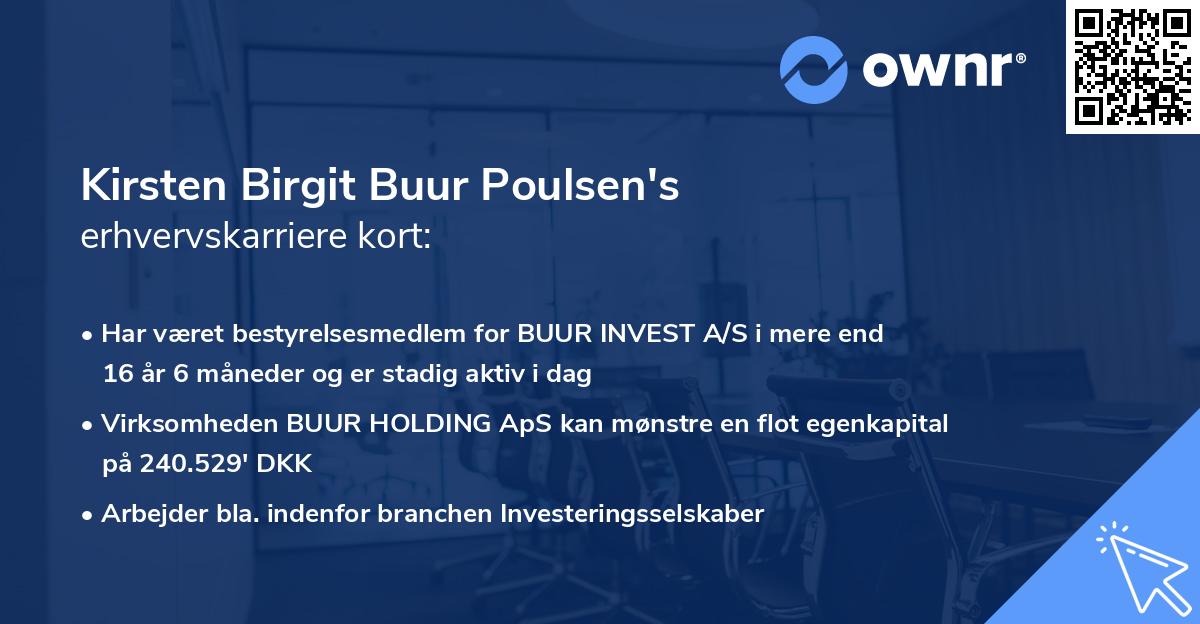 Kirsten Birgit Buur Poulsen's erhvervskarriere kort