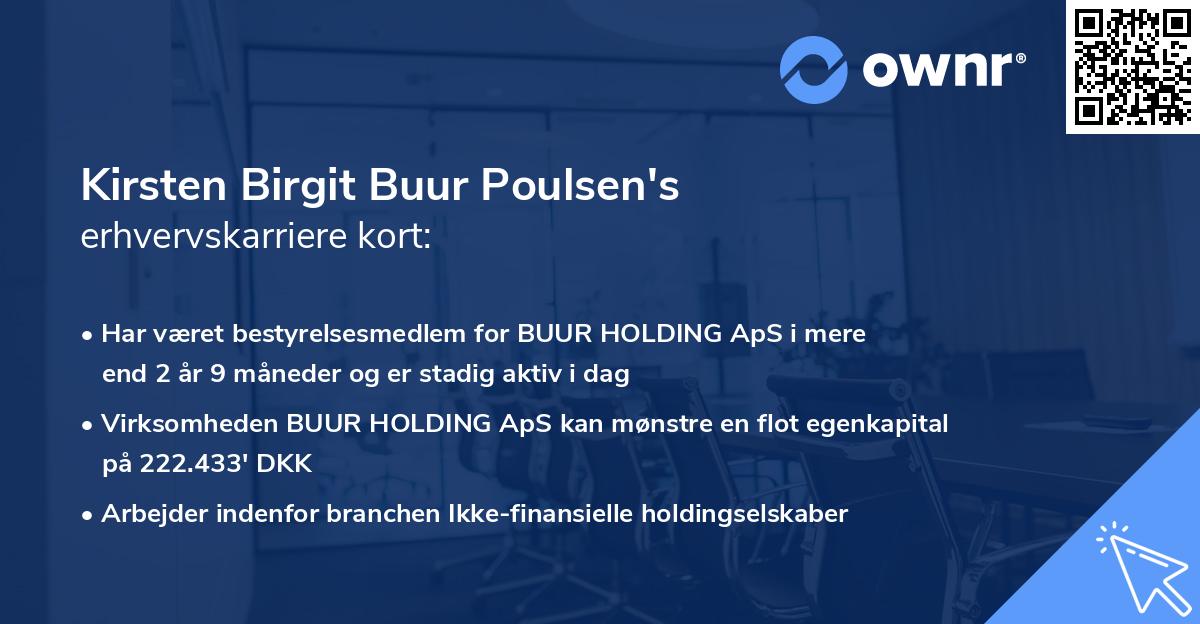 Kirsten Birgit Buur Poulsen's erhvervskarriere kort