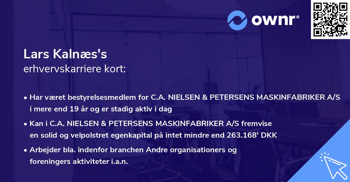 Lars Kalnæs's erhvervskarriere kort