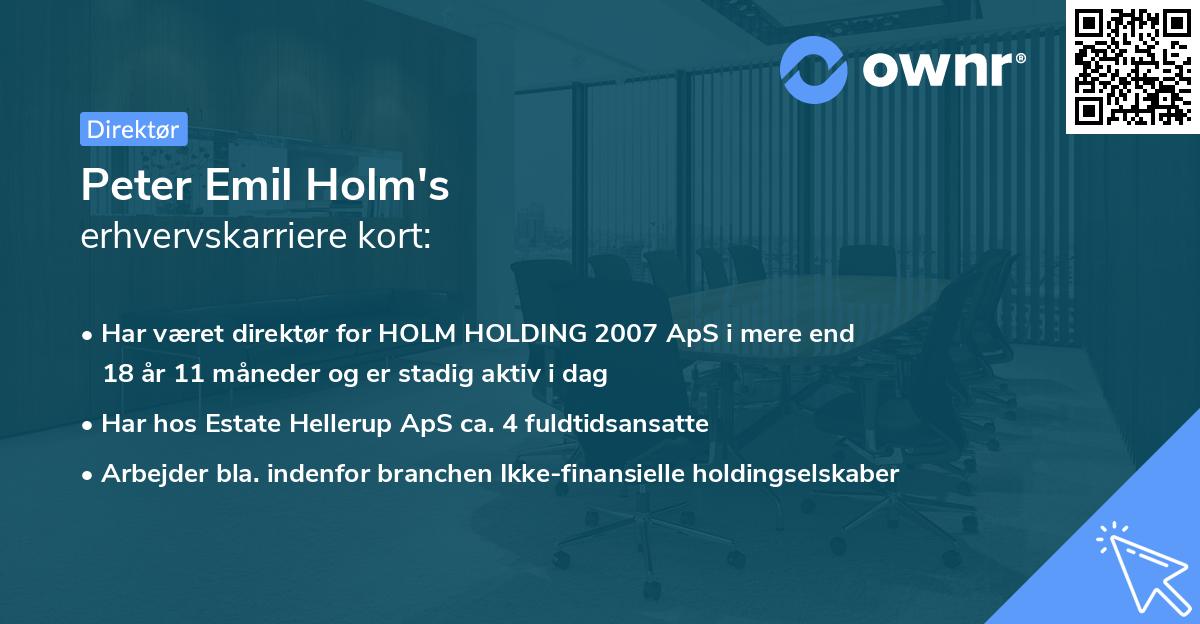 Peter Emil Holm's erhvervskarriere kort