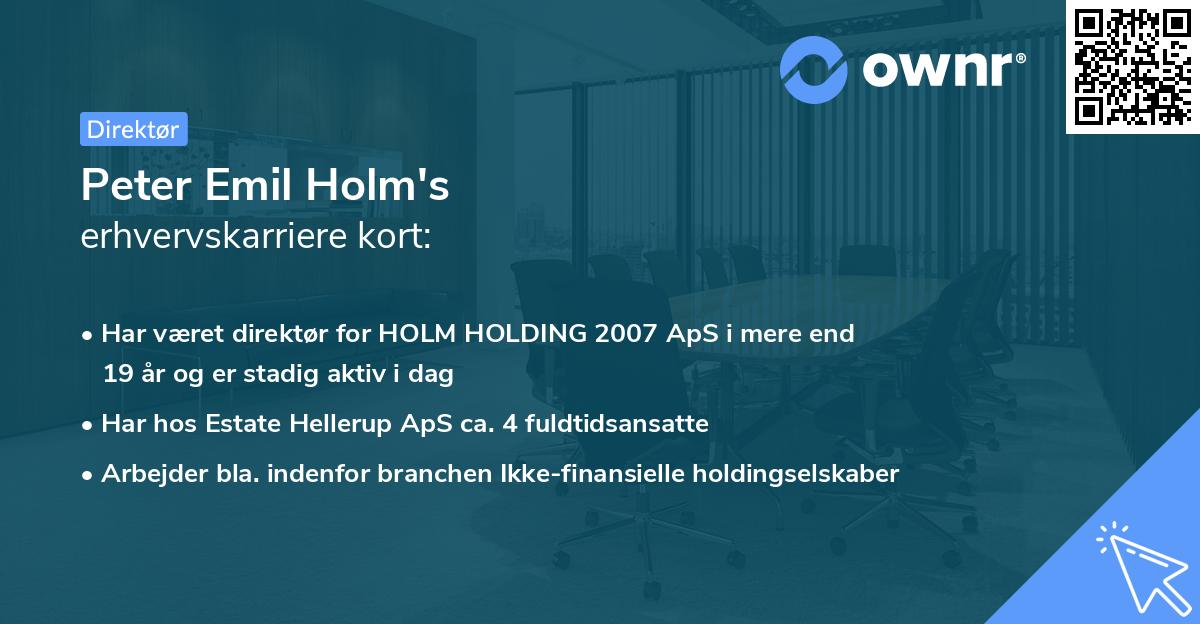 Peter Emil Holm's erhvervskarriere kort