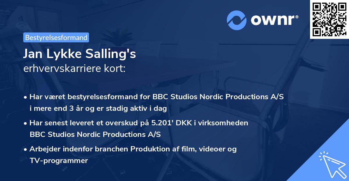 Jan Lykke Salling's erhvervskarriere kort