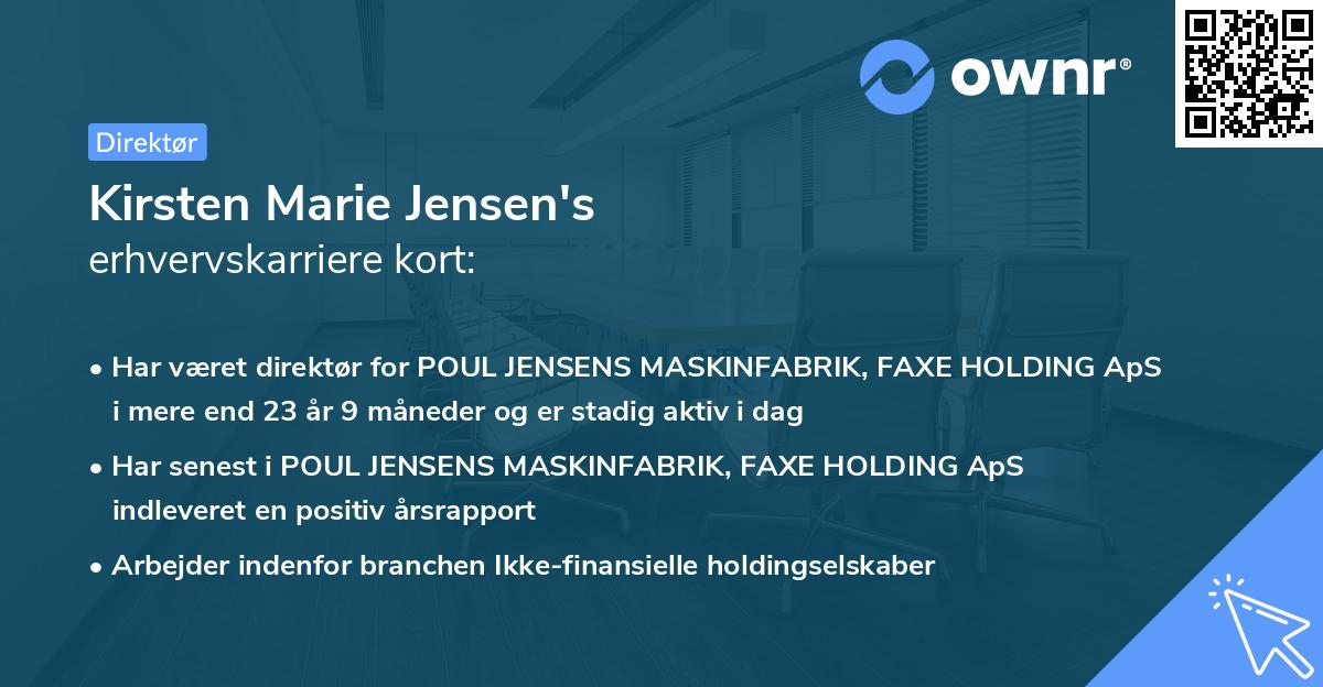 Kirsten Marie Jensen's erhvervskarriere kort