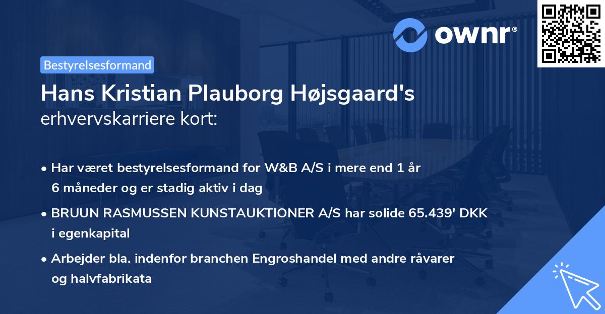 Hans Kristian Plauborg Højsgaard's erhvervskarriere kort