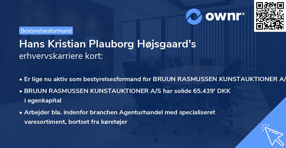 Hans Kristian Plauborg Højsgaard's erhvervskarriere kort