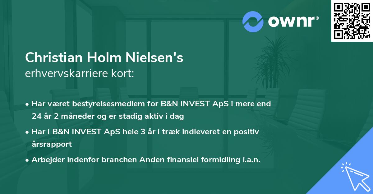 Christian Holm Nielsen's erhvervskarriere kort