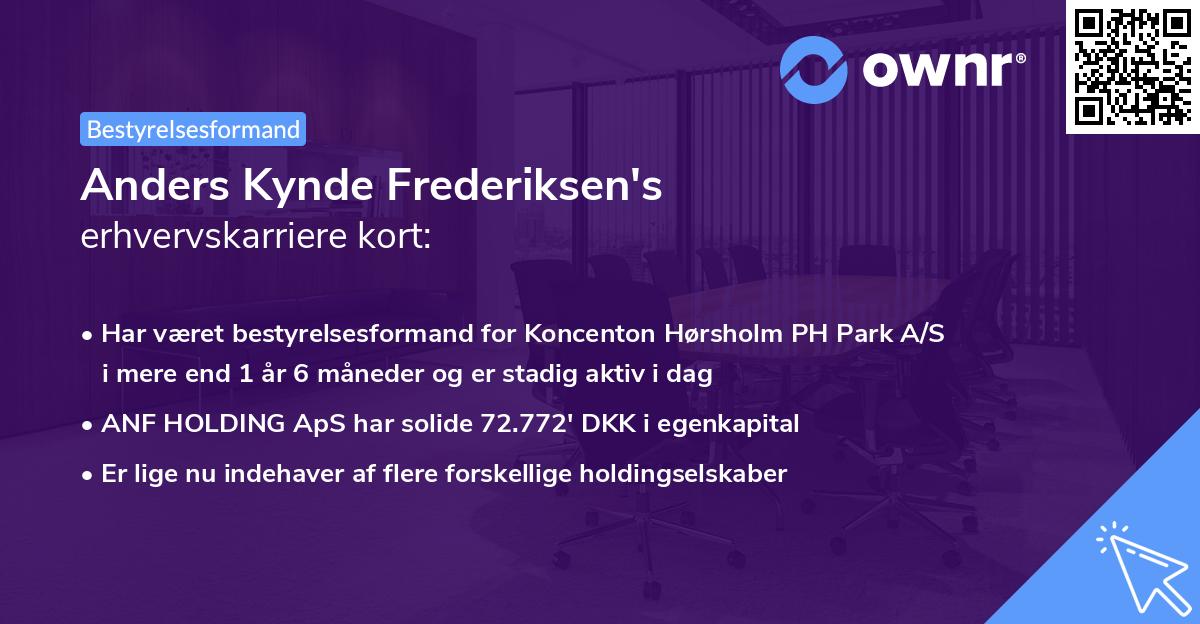 Anders Kynde Frederiksen's erhvervskarriere kort