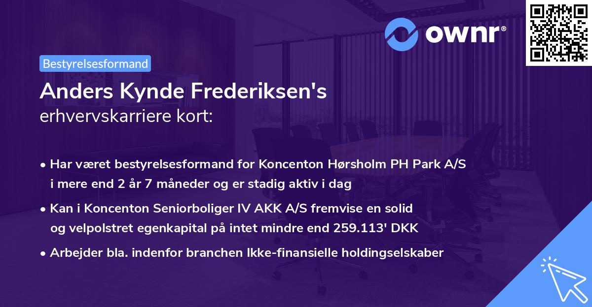 Anders Kynde Frederiksen's erhvervskarriere kort