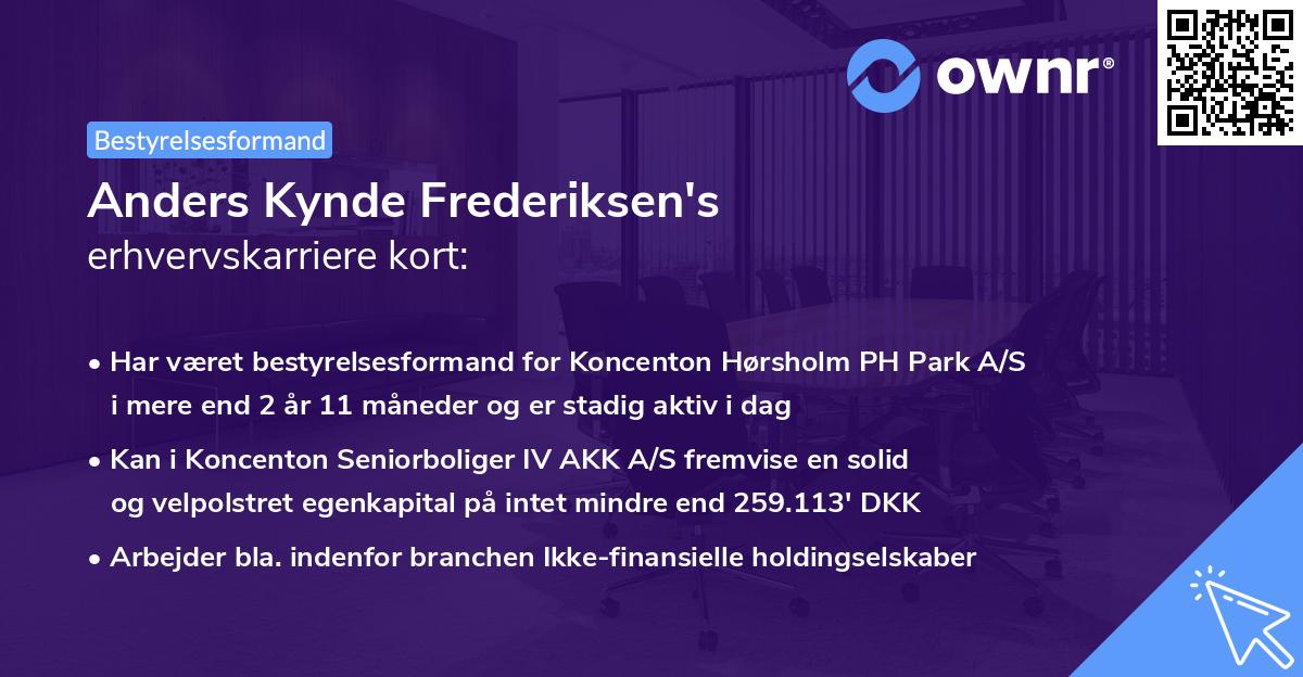 Anders Kynde Frederiksen's erhvervskarriere kort