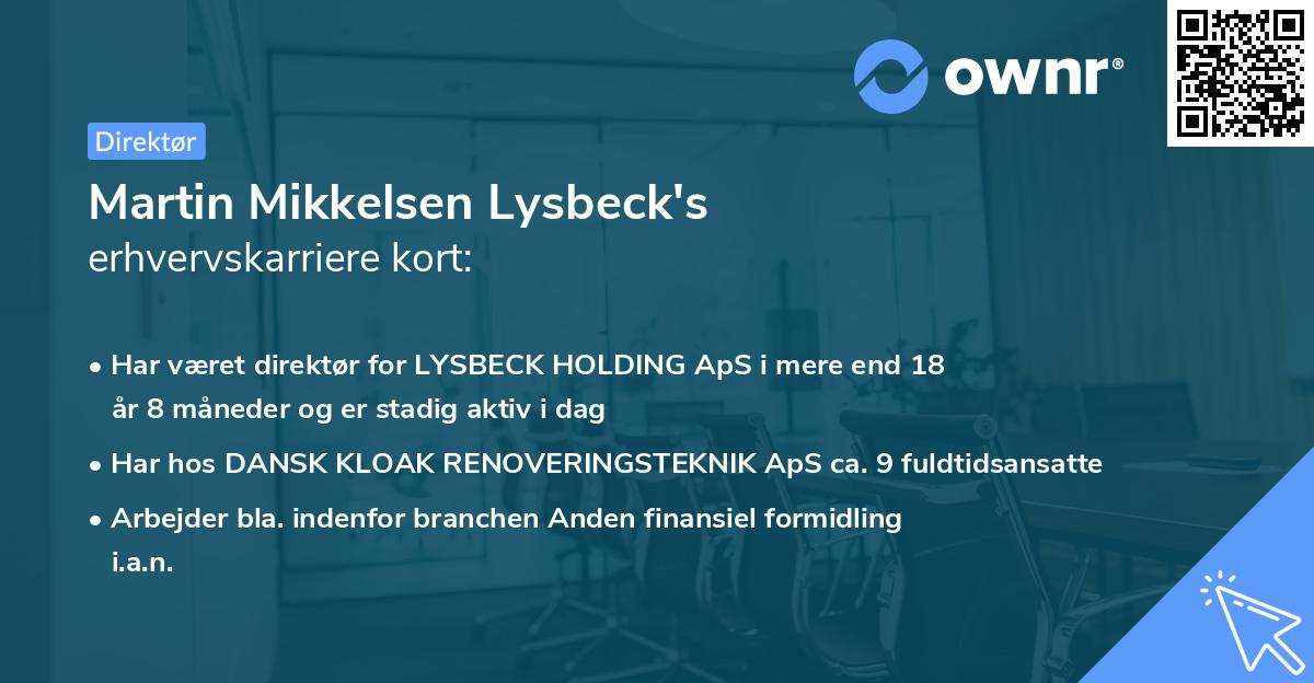 Martin Mikkelsen Lysbeck's erhvervskarriere kort