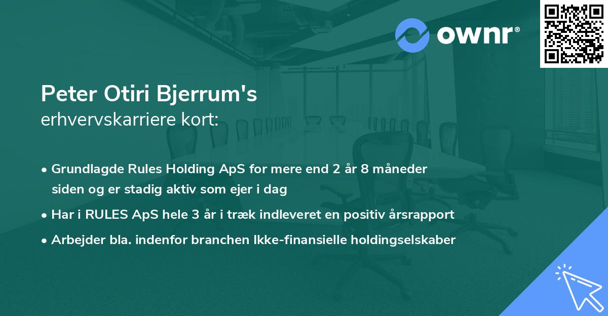 Peter Otiri Bjerrum's erhvervskarriere kort