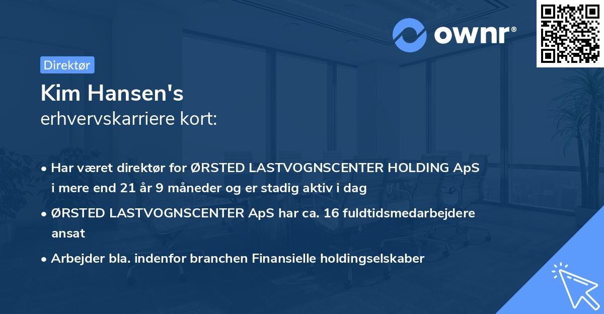 Kim Hansen's erhvervskarriere kort