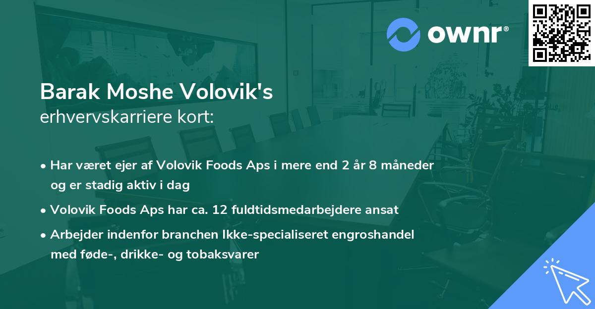 Barak Moshe Volovik's erhvervskarriere kort