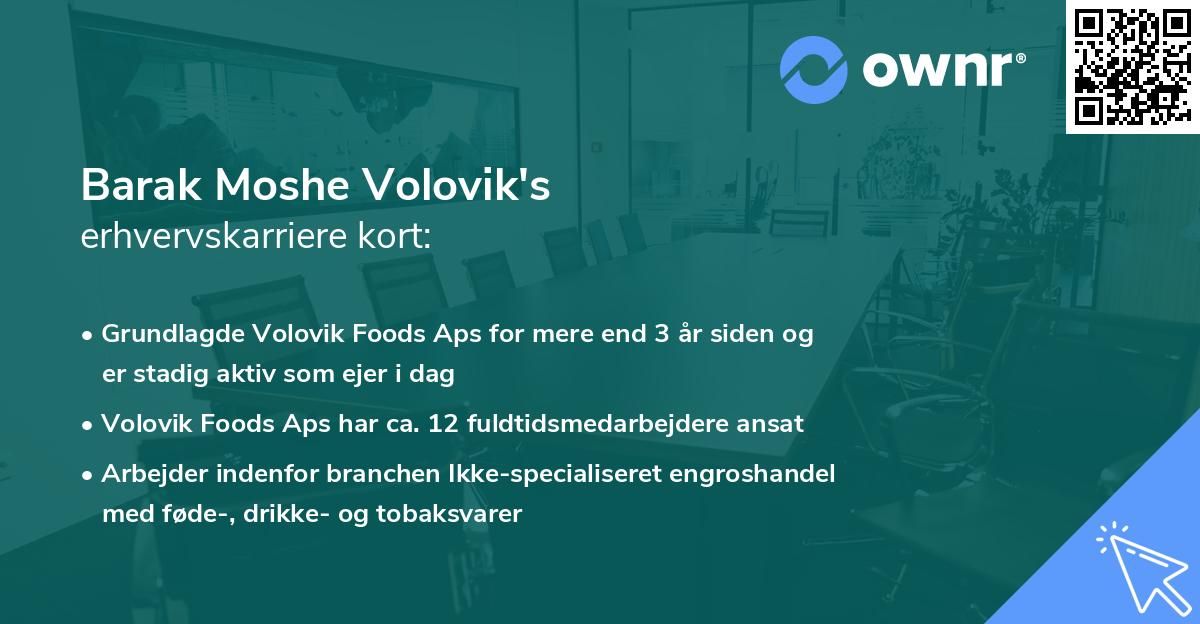 Barak Moshe Volovik's erhvervskarriere kort
