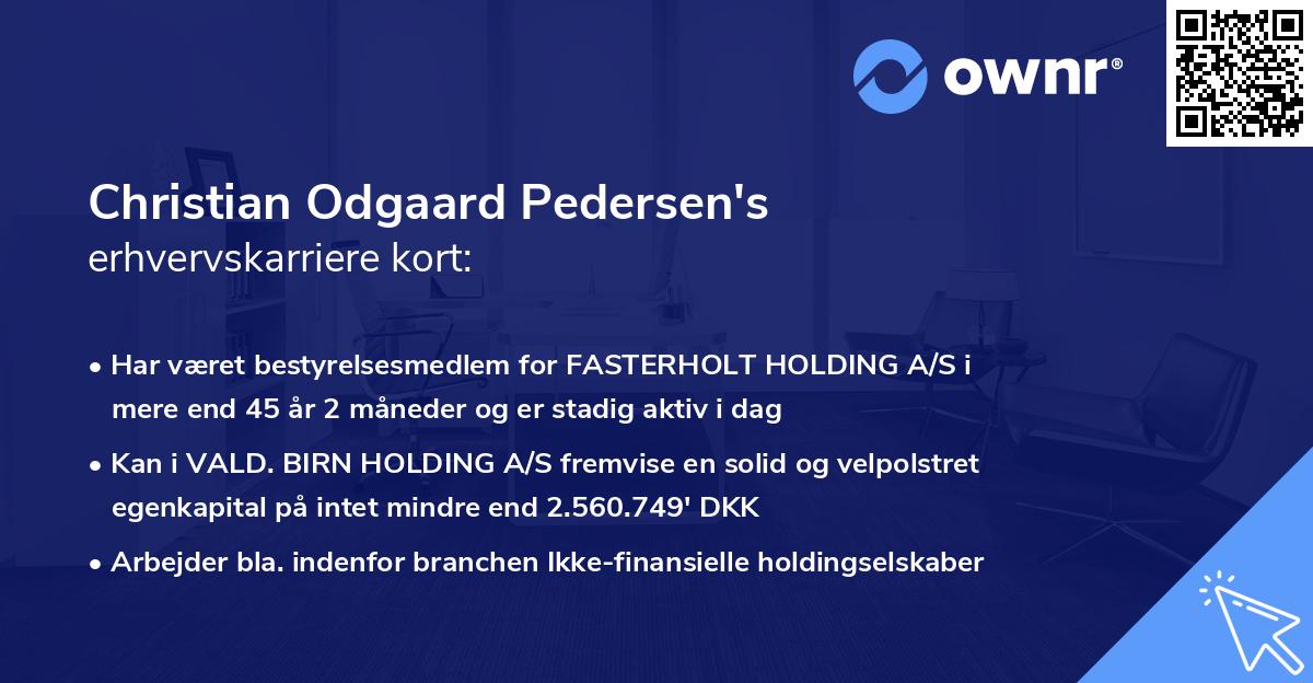 Christian Odgaard Pedersen's erhvervskarriere kort
