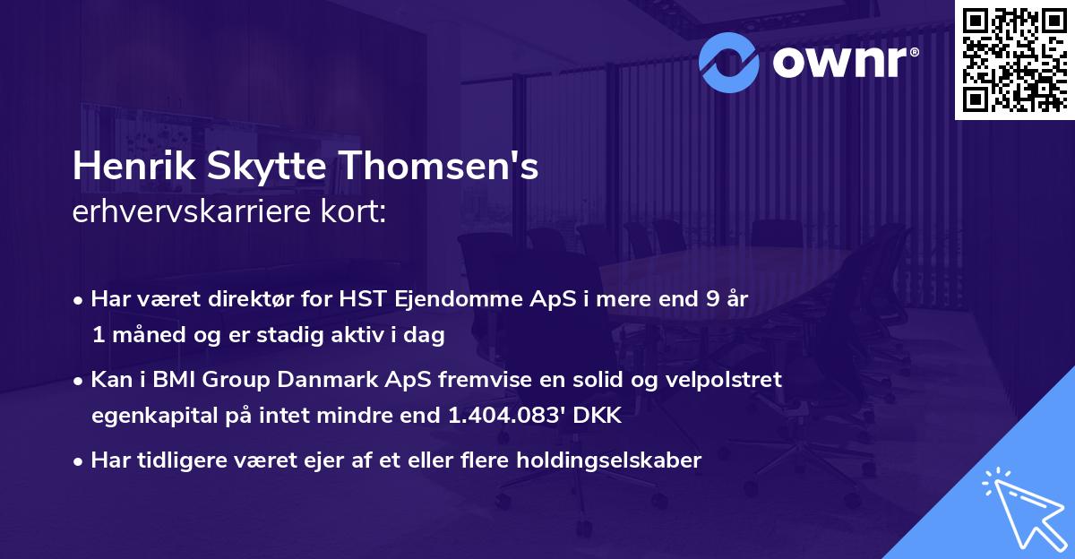 Henrik Skytte Thomsen's erhvervskarriere kort