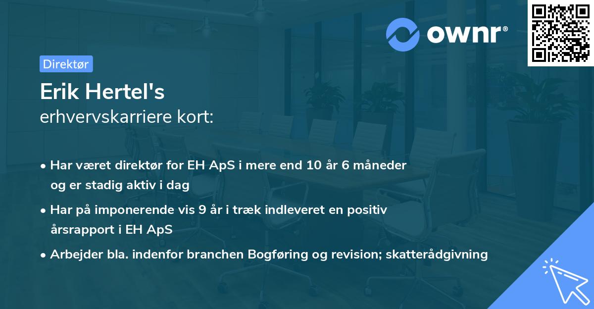 Erik Hertel's erhvervskarriere kort