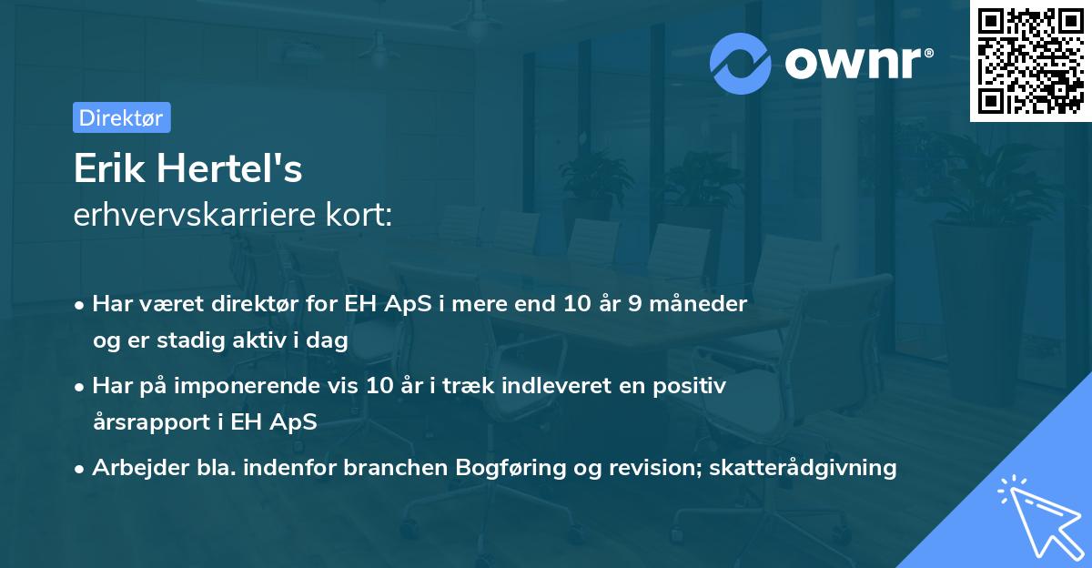 Erik Hertel's erhvervskarriere kort