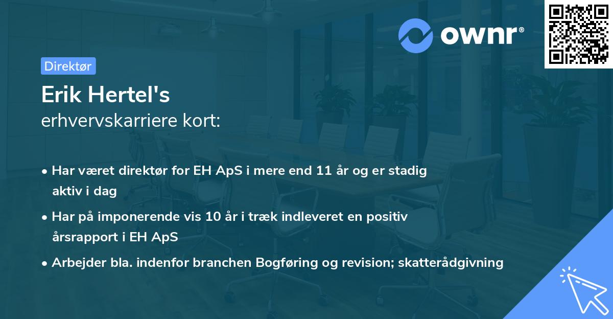 Erik Hertel's erhvervskarriere kort