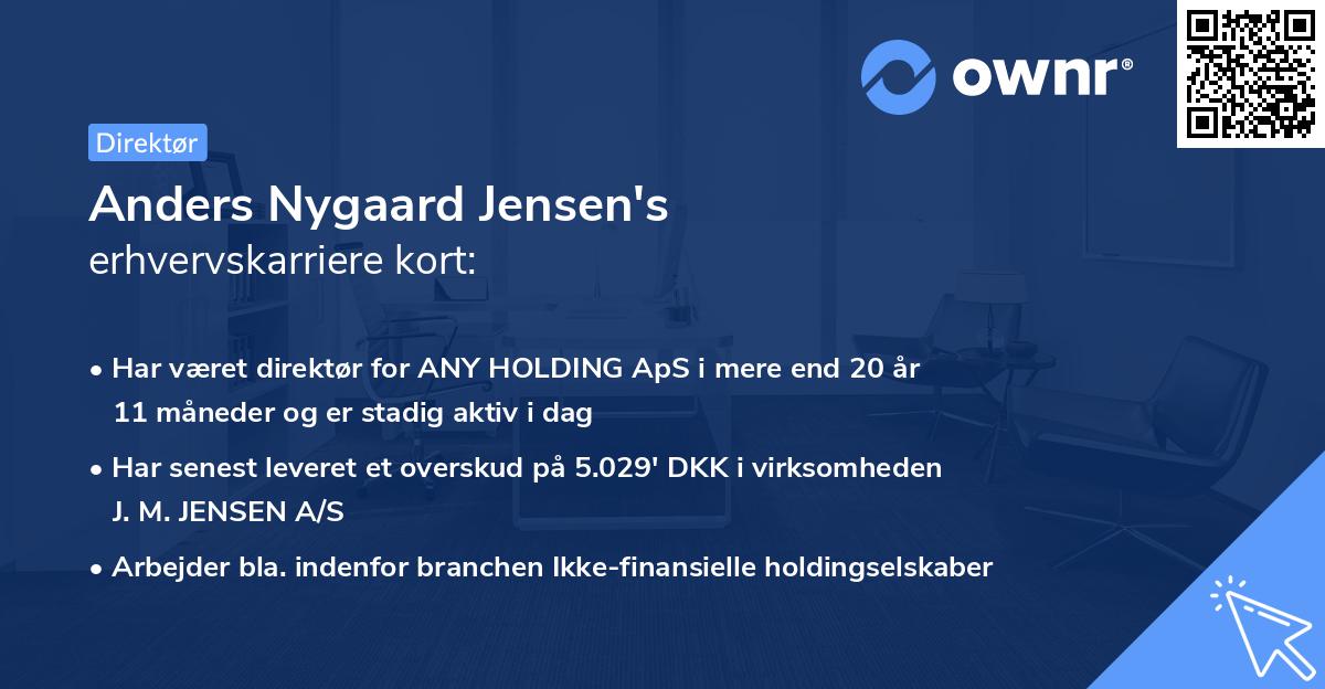 Anders Nygaard Jensen's erhvervskarriere kort