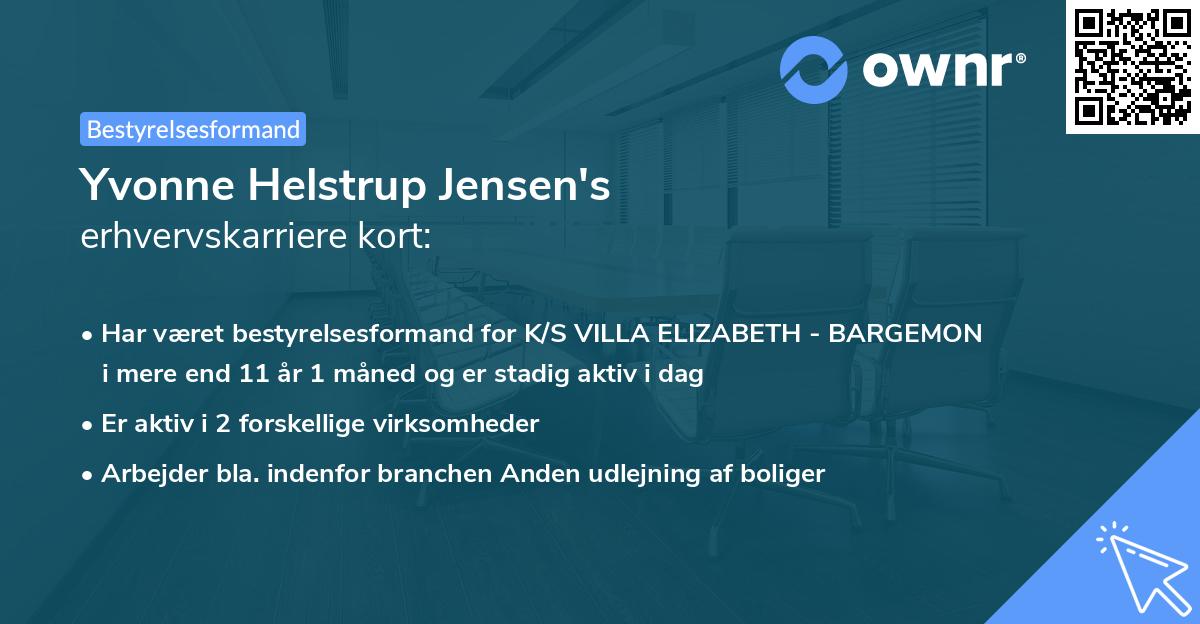 Yvonne Helstrup Jensen's erhvervskarriere kort