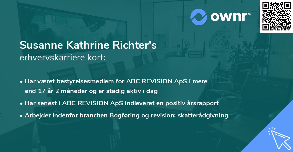 Susanne Kathrine Richter's erhvervskarriere kort