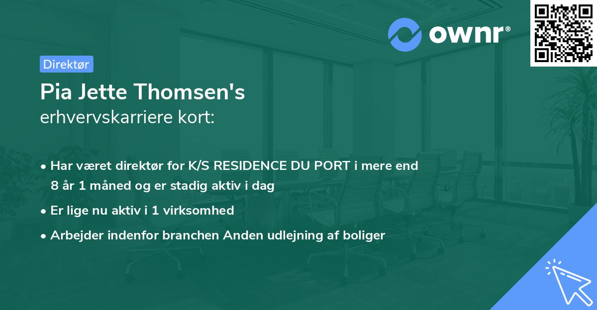 Pia Jette Thomsen's erhvervskarriere kort