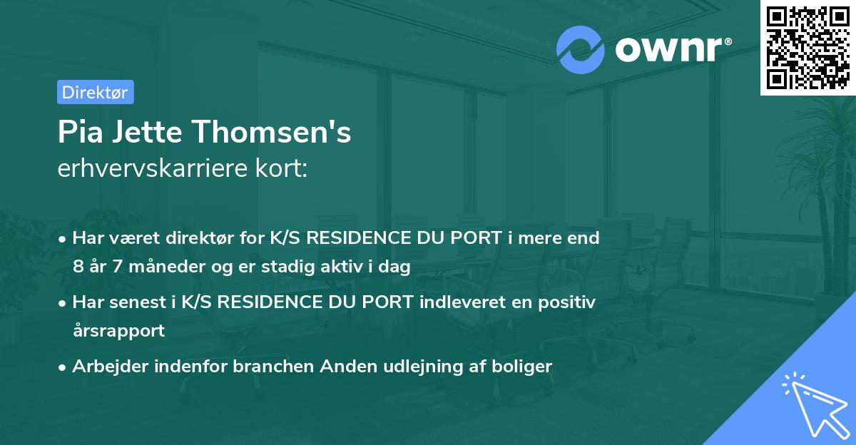 Pia Jette Thomsen's erhvervskarriere kort