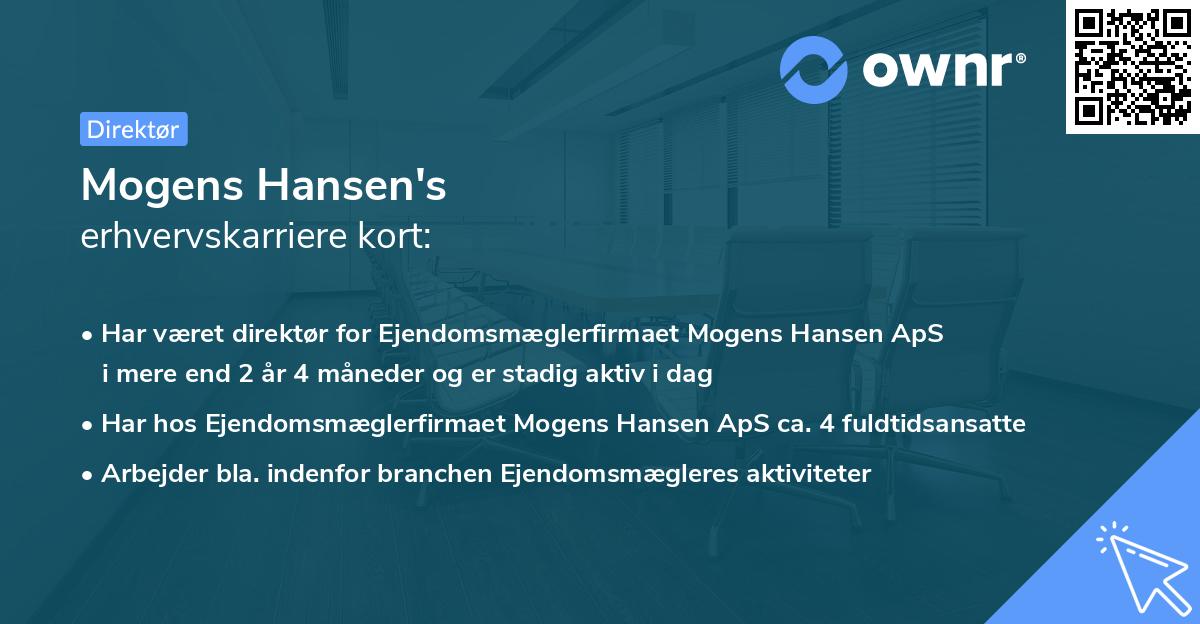 Mogens Hansen's erhvervskarriere kort